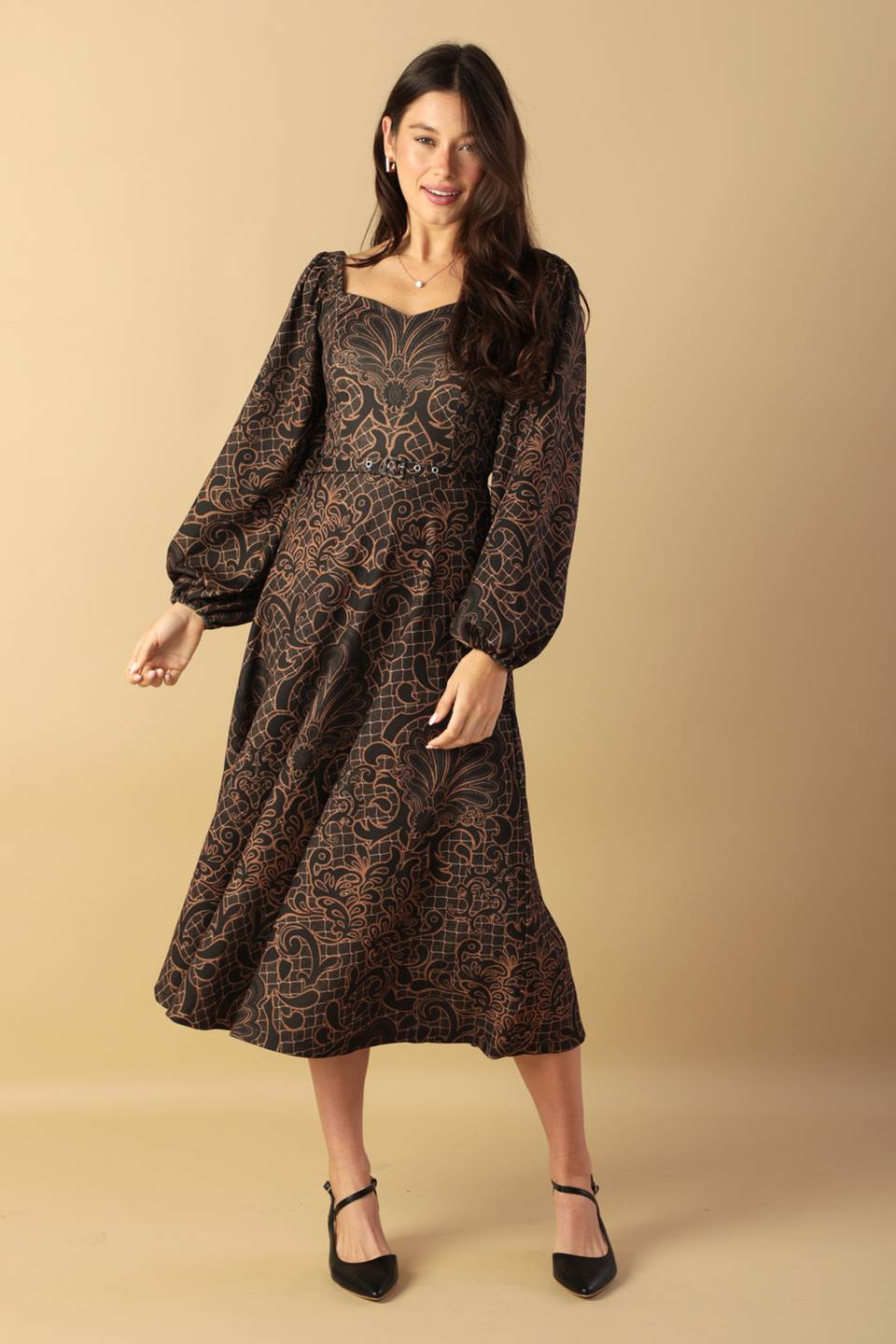 RUSTIC ALLURE WOVEN MIDI DRESS Flying Tomato